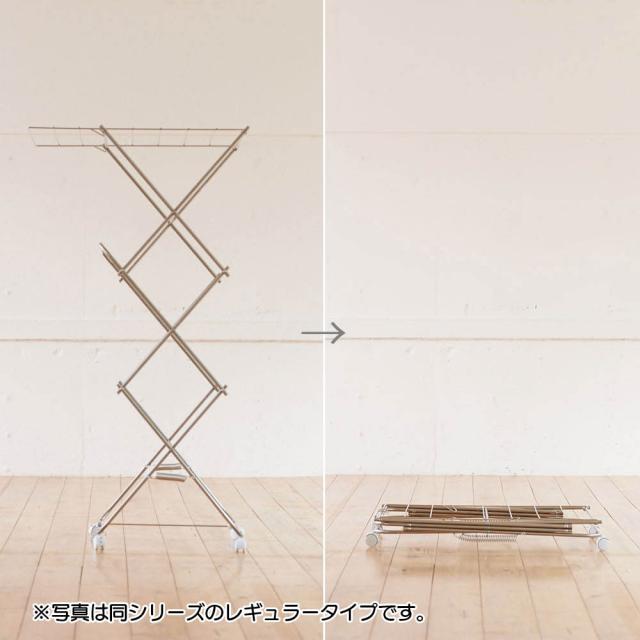 省スペース 伸縮 軽量 ステンレス 物干し ワンピースも掛けられるステンレス製 室内物干し ワイドタイプ（日本製/大木製作所） 651602_2