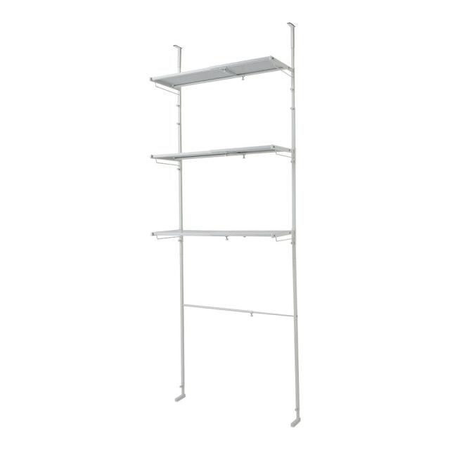 洗濯用品 アイロン 洗濯機ラック ランドリーラック 防水パンの段差対応 突っ張りランドリーラック 棚3段 高さ227cm-270cm 887208の通販は