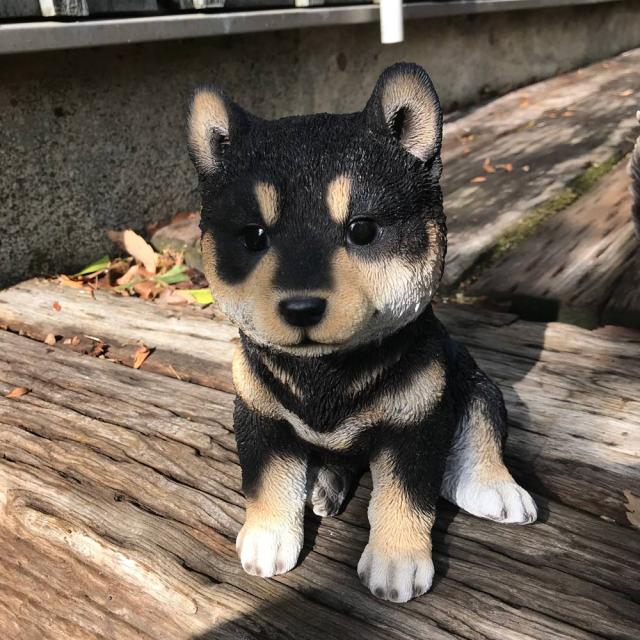 ≪親黒柴≫ 黒柴犬親子のオーナメント ガーデン 置物 G02716_3
