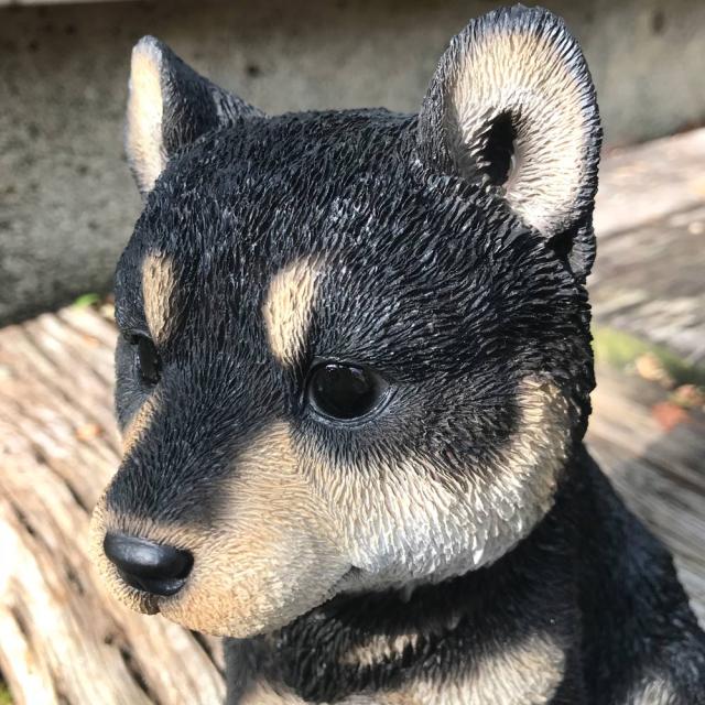 ≪親黒柴≫ 黒柴犬親子のオーナメント ガーデン 置物 G87909の