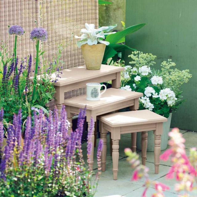 ガーデニング フラワー ガーデニング用品 エクステリア ガーデンテーブル アンティーク風ネストテーブル3点セット Gの通販はau Pay マーケット ディノス Au Pay マーケット店