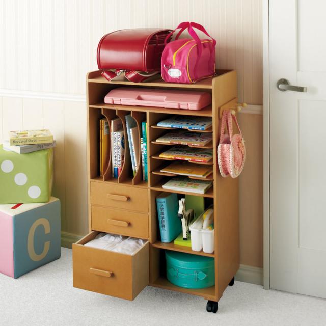 キッズ ベビー 絵本ラック 絵本棚 ［国産］塾や習い事の物までひとまとめワゴン（ランドセルラック） 529608の通販は 18,830円