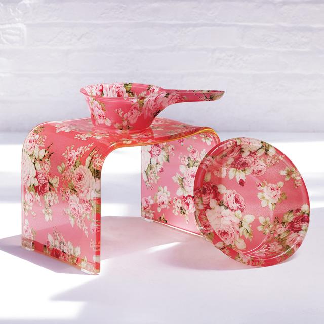 バス用品 トイレ用品 バスチェア 風呂いす ローズ柄アクリル製バスシリーズ　バスチェア小＆バスボウル 882001の通販は 12,047円