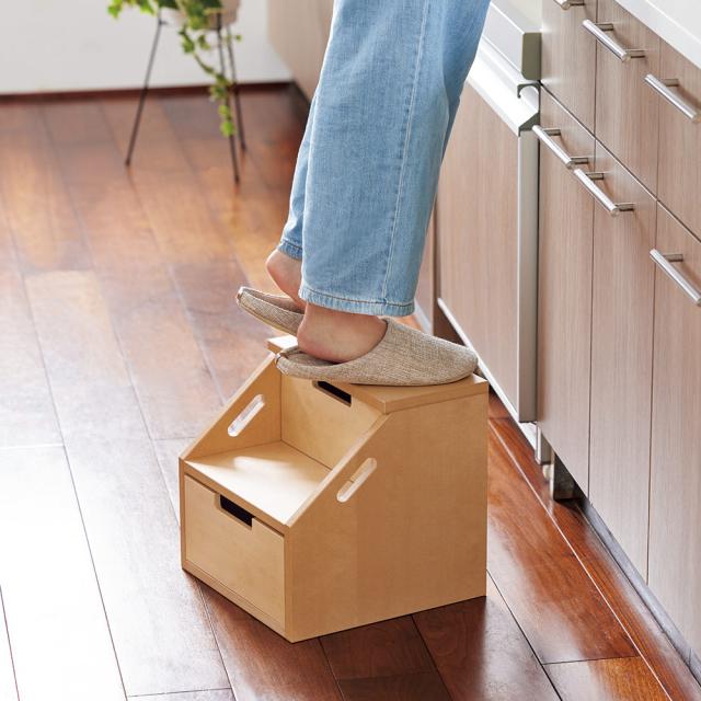 生活雑貨 便利グッズ 引き出し収納付き踏み台　突き板仕上げ 882203の通販は 13,013円