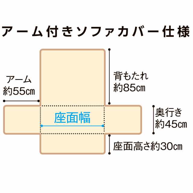 ソファーカバー マルチカバー 人掛けソファーカバー アーム付き ≪2人掛 座面幅約100cm≫メランジソファカバー アーム付き 884302