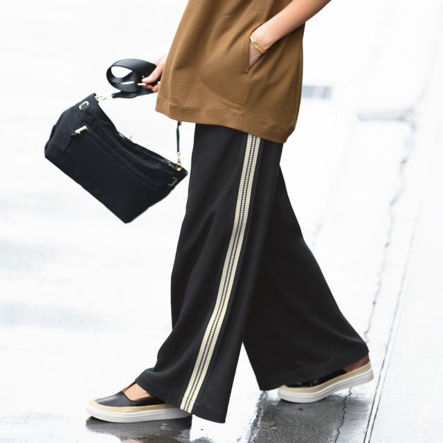 ジャカードライン入り リネン混 パンツ ファッション パンツ PC7159