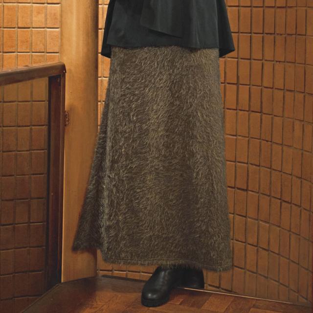 シャギーニット Aライン ロングスカート スカート フレアスカート ギャザースカート A28602