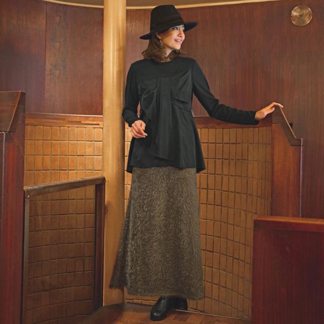 シャギーニット Aライン ロングスカート スカート フレアスカート ギャザースカート A28602 シャギーニット Aライン ロングスカート スカート フレアスカート