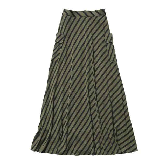 イタリア素材 バイアスストライプ フレアスカート スカート プリント