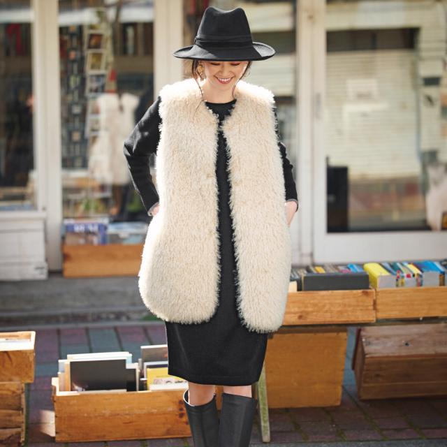 リバーシブル フェイクムートン ジレ ジャケット ベスト ジレ A32101 リバーシブル フェイクムートン ジレ ジャケット ベスト ジレ A32101
