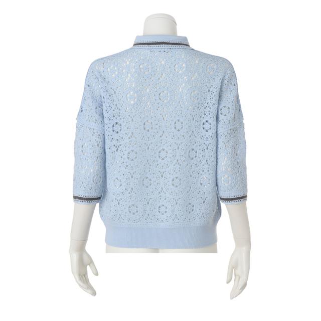 ハンドクロシェ風 ポロニット ニット セーター ニットセーター 110701