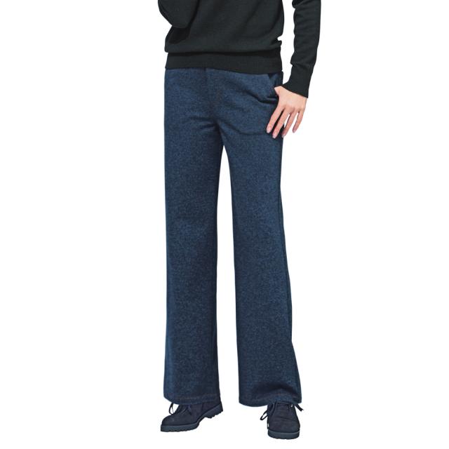 パンツ ブーツカット ワイドパンツ ウール混 デニム風メランジツイル ジャージーパンツ F16102の通販は