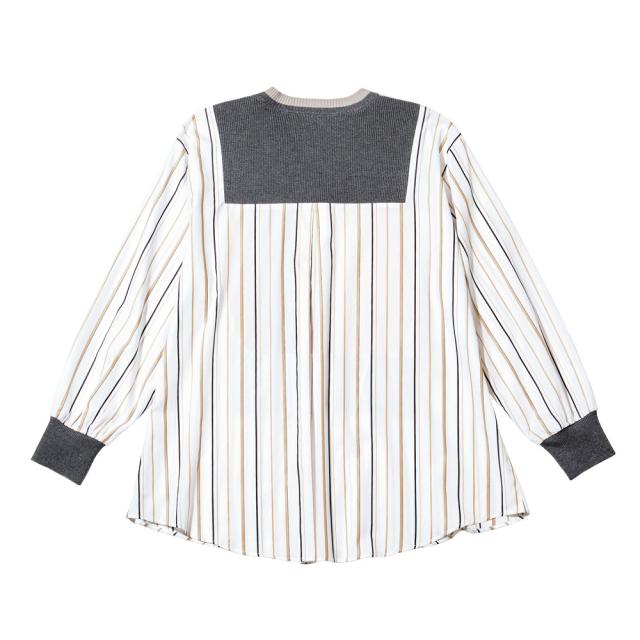 ニットドッキング マルチストライプ シャツ シャツ ブラウス 119301 ニットドッキング マルチストライプ シャツ シャツ ブラウス 119301