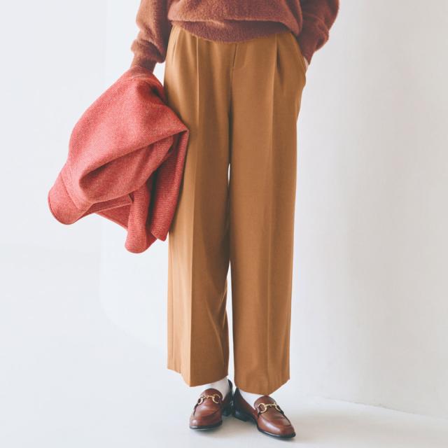 ≪股下丈65cm≫ピーチフランネル セミワイドパンツ サステナブル 121901