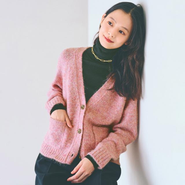 ミドルゲージ メランジカラー カーディガン ニット セーター ニットカーディガン 121801