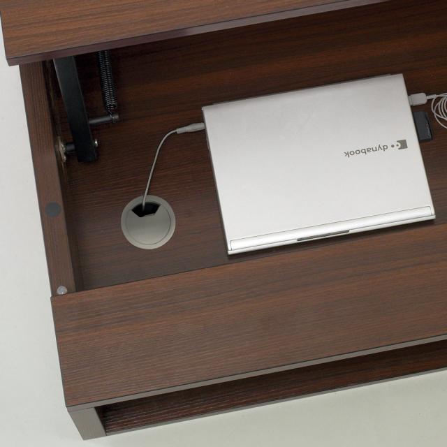 収納もたっぷり！腰かけながら使えるリフティングテーブル 幅110cm テーブル 昇降式 リフティングテーブル 642808_4
