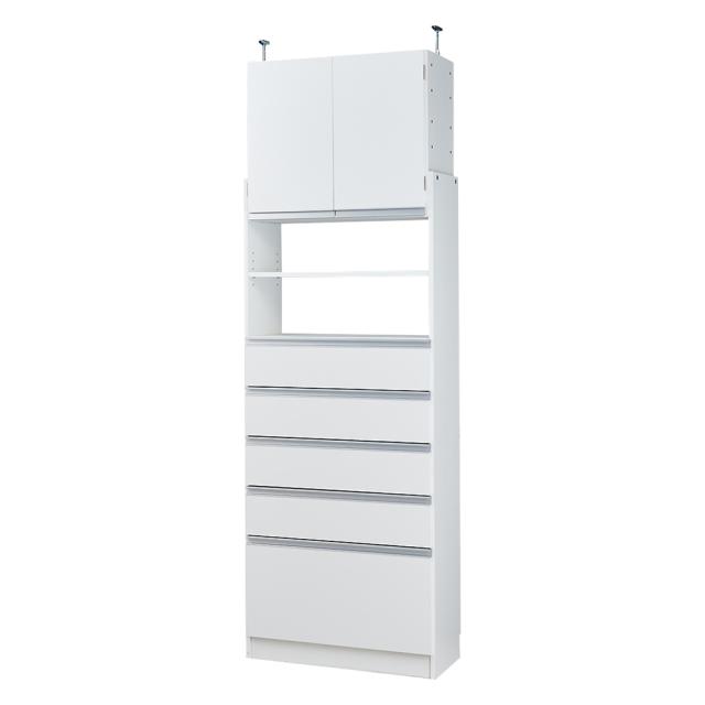 薄型で省スペースキッチン突っ張り収納庫 チェストタイプ 幅75cm・奥行31cm キッチン収納 キッチンボード 630309