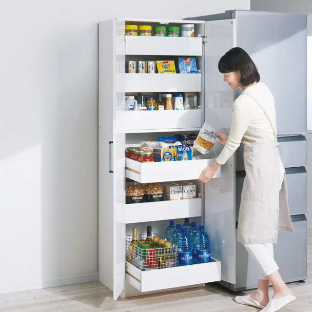 キッチン収納 食器棚 キッチンストッカー 食品ストッカー 日本製 光沢