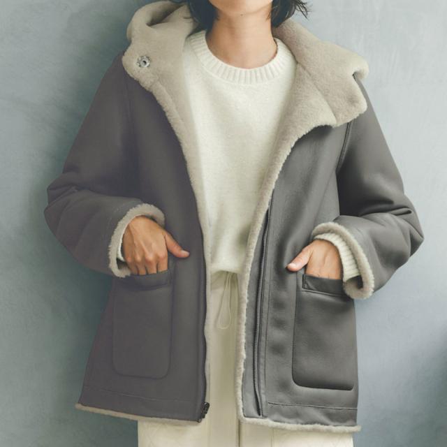 フェイクムートン リバーシブル ハーフコート ファッション コート PC5946