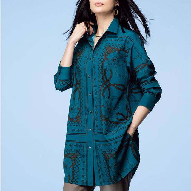 パネルプリントシャツチュニック ファッション シャツ ブラウス PC5982