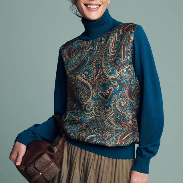 ビンダ社 シルクプリント使い ニットプルオーバー ファッション ニット セーター PC5986