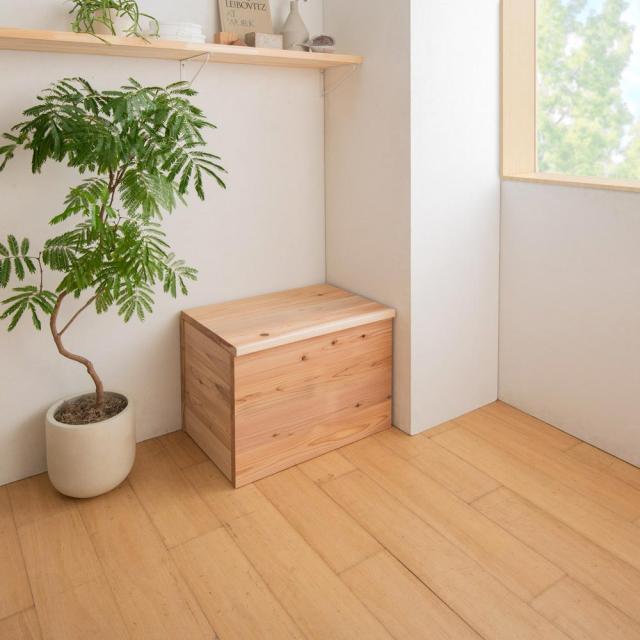 杉天然木のたっぷり収納ベンチ 幅60cmタイプ リビング収納 キャビネット リビングボード 588101
