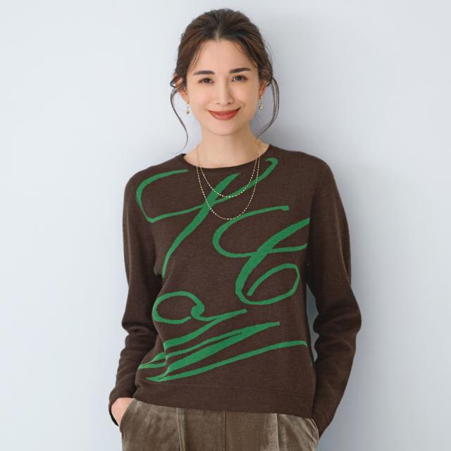 筆記体ロゴ ジャカード リバーシブル プルオーバー ニット セーター ニットセーター 136202