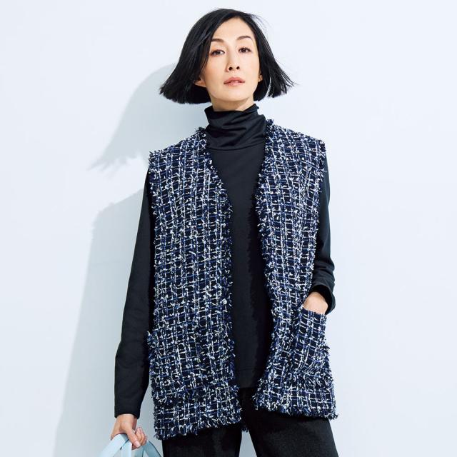 ファンシーツイード ジレ ジャケット ベスト ジレ 166402