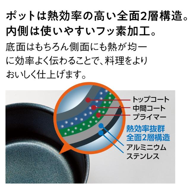 蒸し器 鍋 IH対応 ガス火対応 時短調理 コンパクト 深型 片手鍋 茹でる VitaCraft/ビタクラフト スチームマルチポット プラス AR2894_4