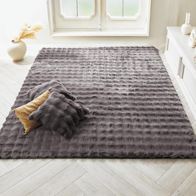 ≪約190×190cm≫ Lapin Luxe/ラパンリュクス はっ水ファー調ラグ カーペット ラグ マット 洗えるラグ 615509