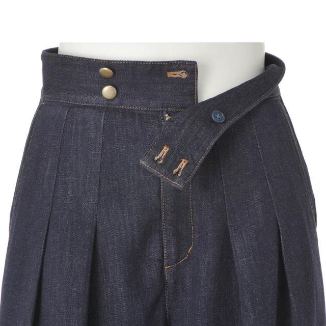 ≪股下丈73cm≫ カイハラ ストレッチデニム 2タック ワイドパンツ
