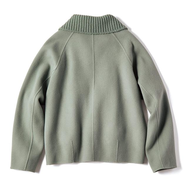 ケーブルニット＆ウール一重仕立て ショートコート ニット セーター ニットジャケット ニットコート 129001 ケーブルニット＆ウール一重仕立て ショートコート ニット セーター