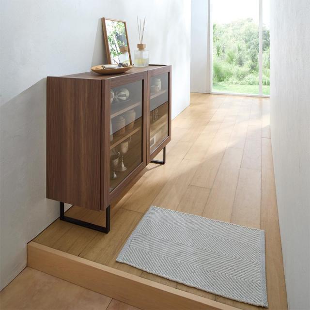 段違い棚のディスプレイキャビネット ガラス戸タイプ 幅80cm リビング収納 キャビネット リビングボード 628601