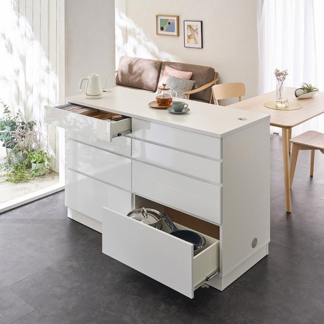 ≪高さ90cm≫ アイランドカウンター 据え置きタイプ 幅150cm奥行60cm キッチン収納 キッチンカウンター 641618_1