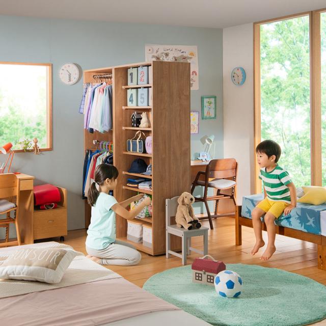 ≪幅89.5cm≫ 簡単に間取りを変更できる 移動間仕切りファミリークローゼット ハンガー2段タイプ パーテーション 間仕切り 644313_4