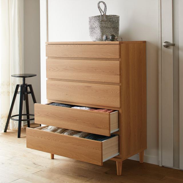 小物収納 アクセサリー収納ケース ジュエリーボックス 北欧ジュエリー収納付チェスト ハイタイプ 幅80cm・5段（高さ108cm） H75912の通販は