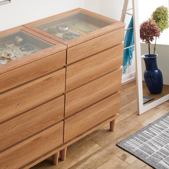 北欧ジュエリー収納付チェスト ロータイプ 幅60cm・4段（高さ89cm