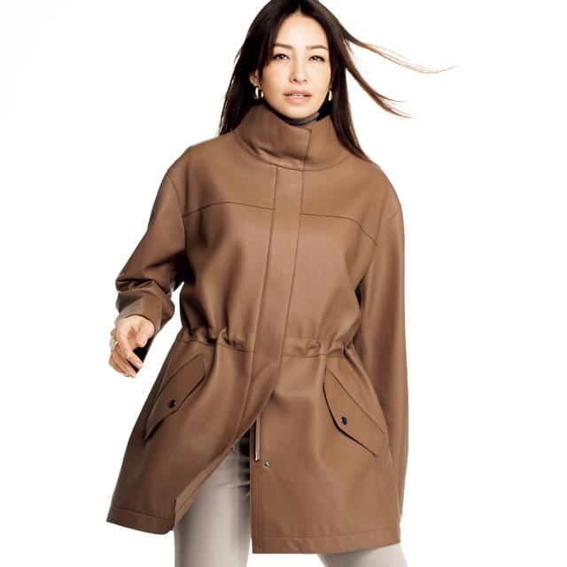 イタリアンラムレザー スタンドカラー ハーフコート コート スタンドカラーコート 109001