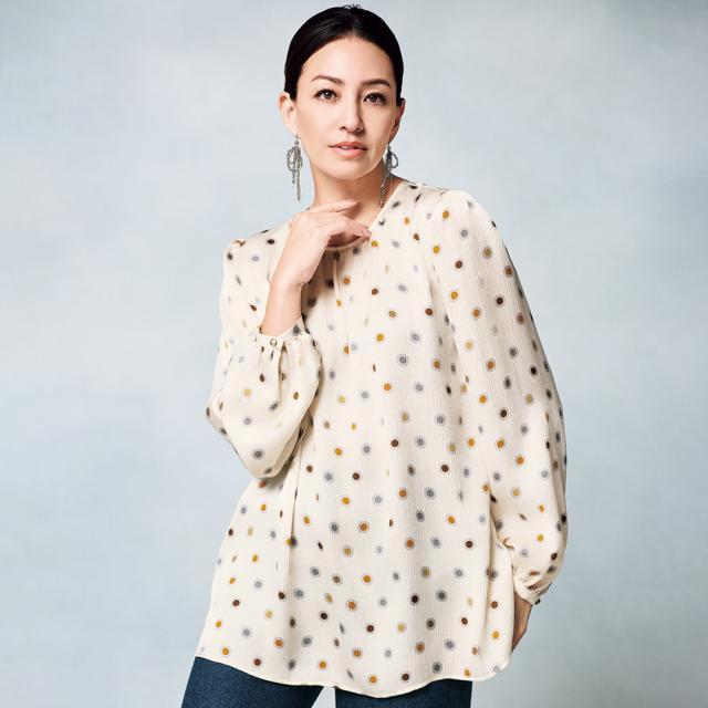 イタリア素材 カラフルドットプリント ブラウス シャツ ブラウス 109801