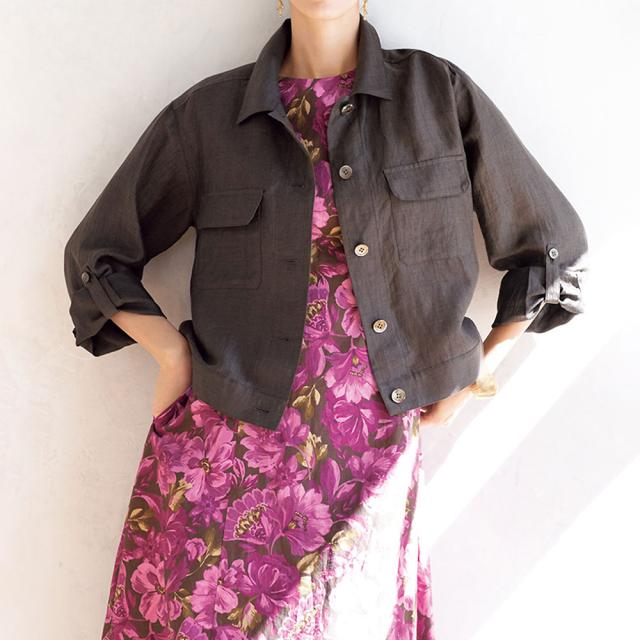 イタリア素材 リネン混 シャツジャケット ファッション ジャケット PC5406