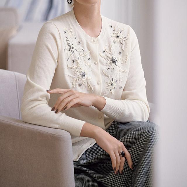 ビーズ刺しゅう カーディガン ファッション ニット セーター PC5659