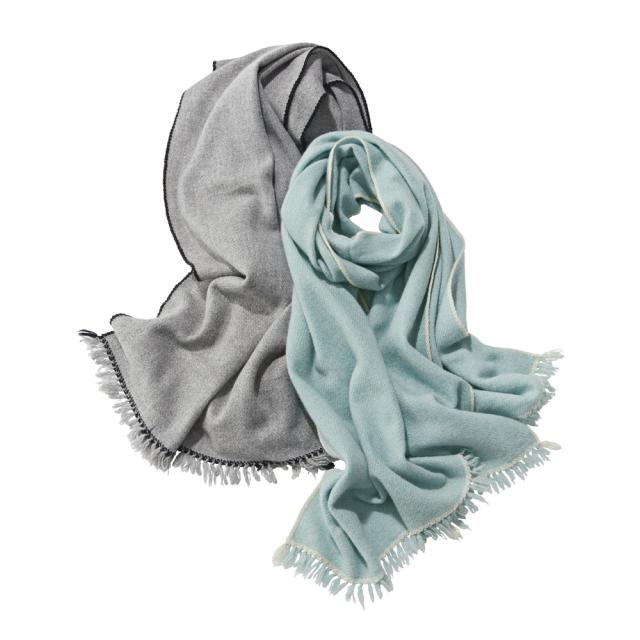 カシミヤ 配色ライン ストール バッグ 靴 アクセサリー ストール スカーフ マフラー PC5804