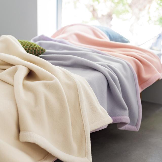 毛布 掛け毛布 ブランケット ≪ダブル≫洗えるエクストラスーパーファインウール＆シルク リバーシブル毛布 504005の通販は