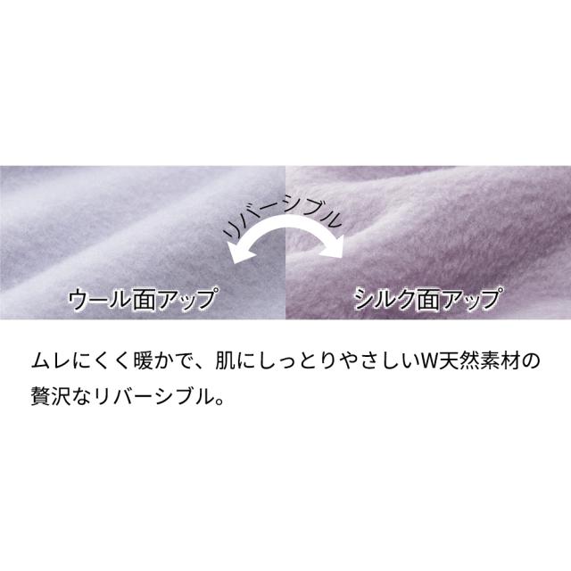 毛布 掛け毛布 ブランケット ≪ダブル≫洗えるエクストラスーパーファインウール＆シルク リバーシブル毛布 504005の通販は