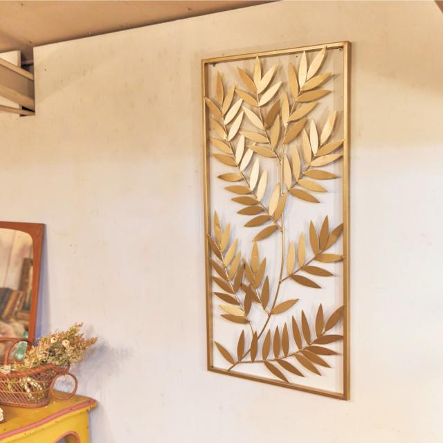 ゴールド　アート　額　ウォールアート 壁面をおしゃれに演出 ウォールアートパネル リーフゴールド 【送料