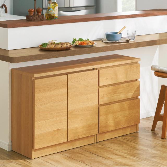 キッチン収納 キッチンカウンター下収納 ≪幅120cm・4枚扉≫ 高さ60cm！カウンターテーブル下に収まる収納庫 527937の通販は 27,288円