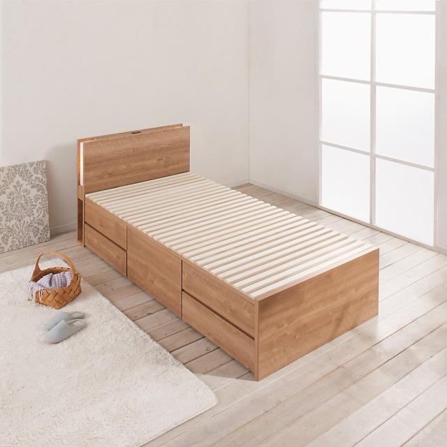 ベッドフレーム フレームのみ ≪セミダブル≫ 日本製の引き出しチェストベッド 大量収納引き出しすのこタイプ 照明・収納棚付き 526229の通販は