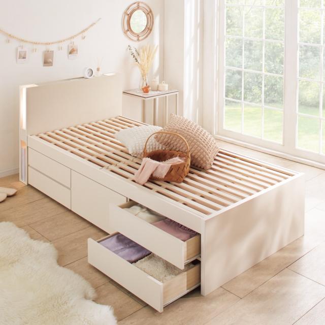 ≪セミシングル≫ 日本製の引き出しチェストベッド 引き出しすのこ