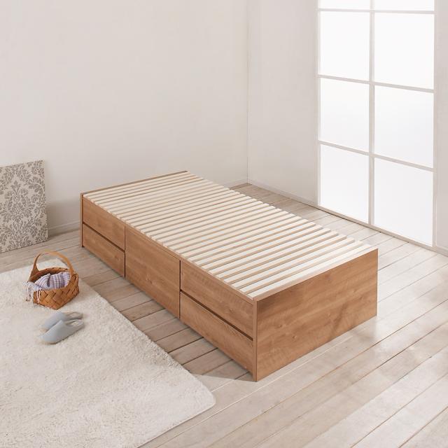 ≪セミダブル≫ 日本製の引き出しチェストベッド 大量収納引き出しすのこタイプ ヘッドレスタイプ（フレームのみ） すのこベッド 640311