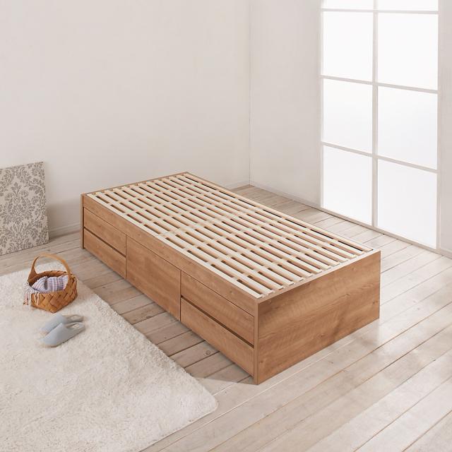≪シングル≫ 日本製の引き出しチェストベッド 引き出しすのこタイプ ヘッドレスタイプ（フレームのみ） ベッド すのこベッド 640377